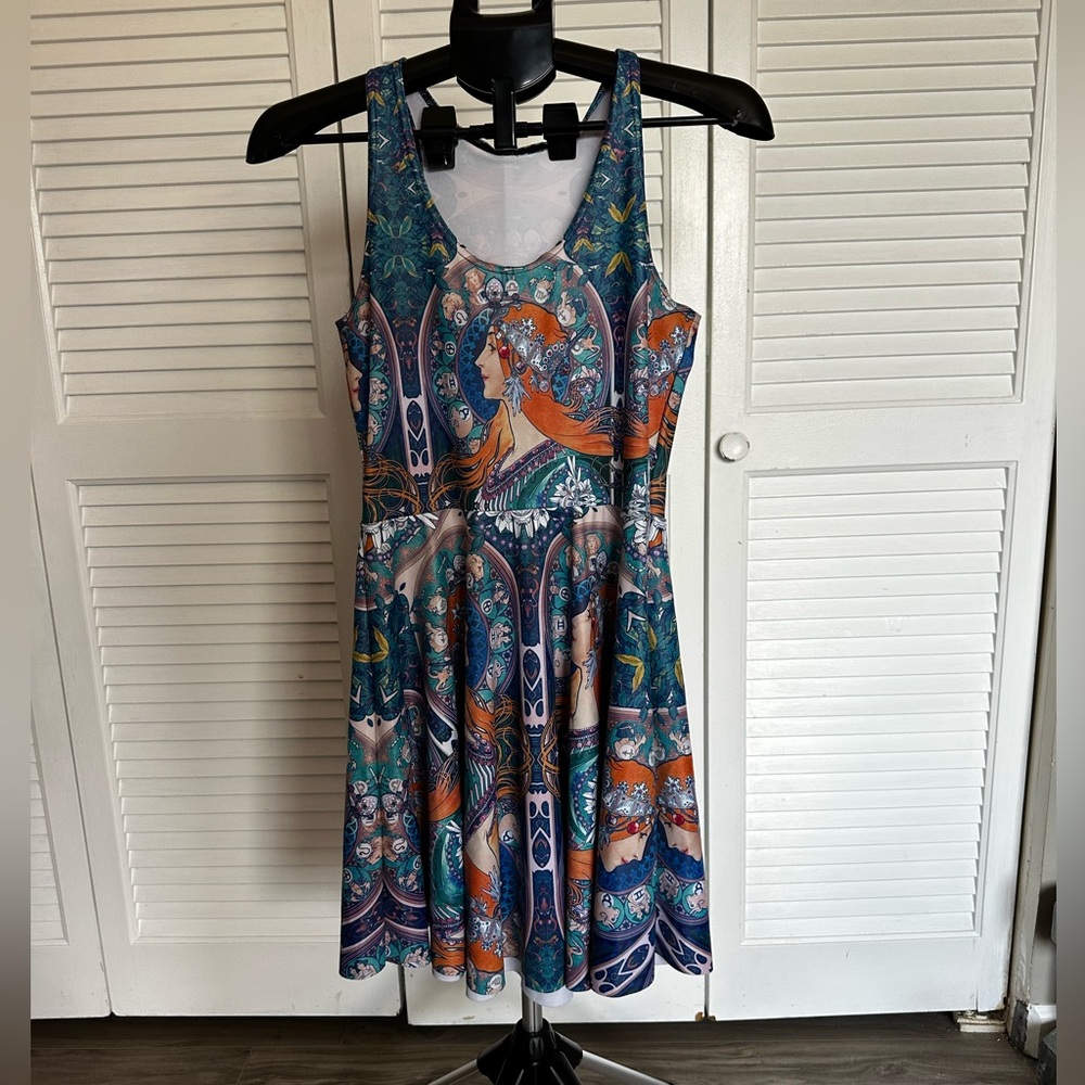 Blackmilk Mucha Zodiac Reversible Skater Dress Size L